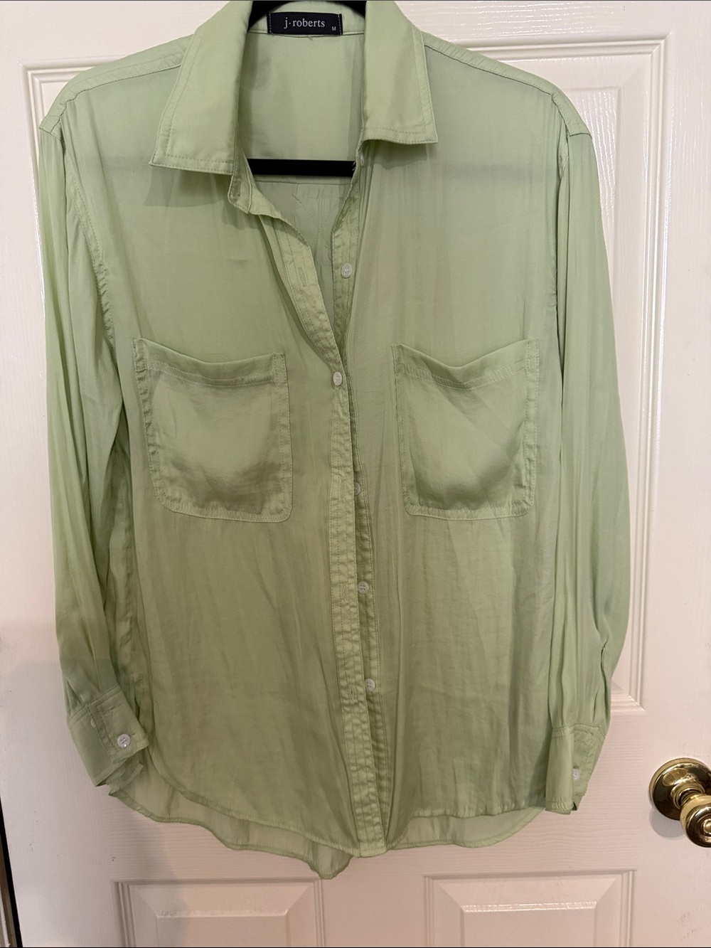 J. Roberts Light Green Button-Front Blouse